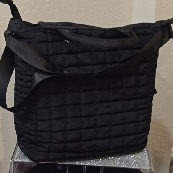 Steve Madden Quilted Convertible Backpack to Tote Bag- Black main image 4